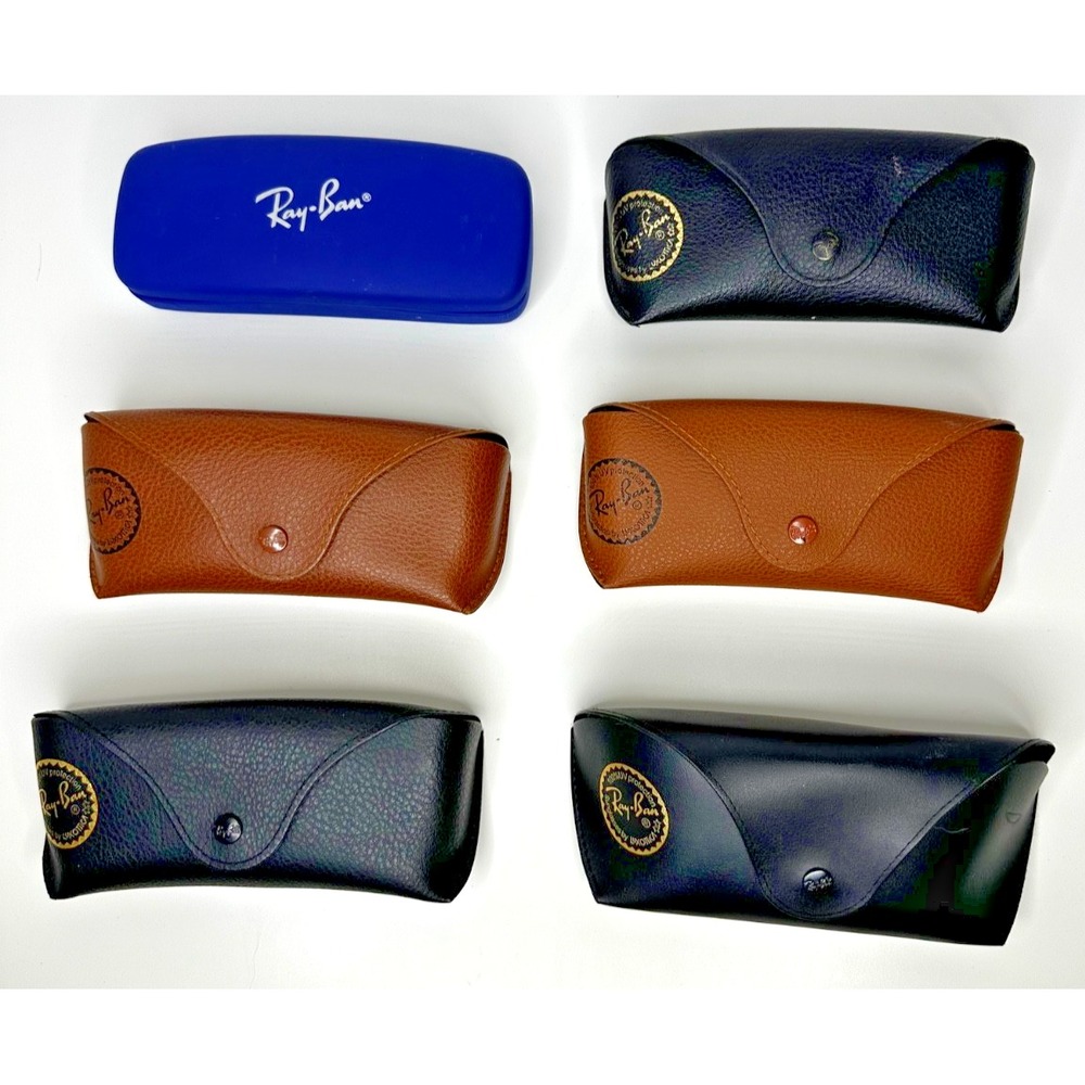 Ray Ban Sunglass Case Lot 6 Brown Black Belt Loop Polishing Faux Leather